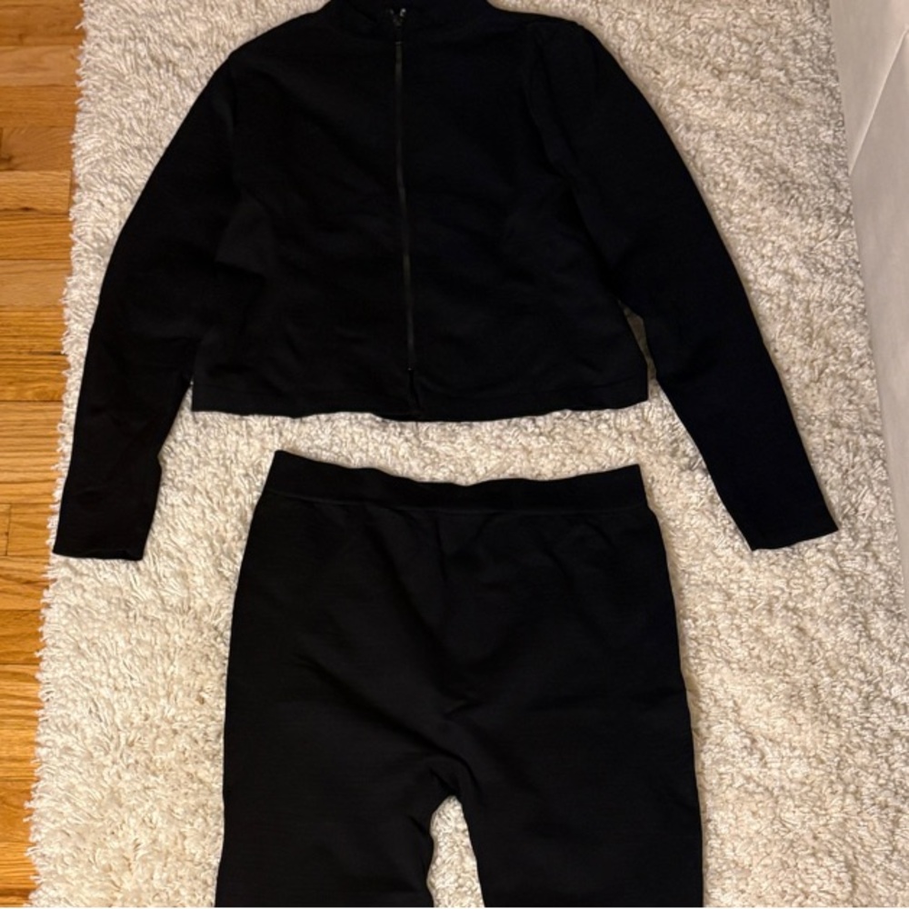 PLT Black Figure Hugging Activewear Set